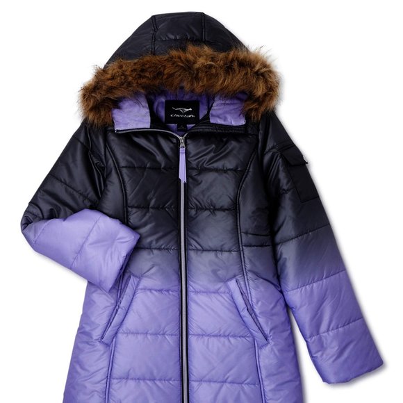 Cheetah Other - New Girls Ombre Faux-Fur Trim Hoodie Puffer Jacket